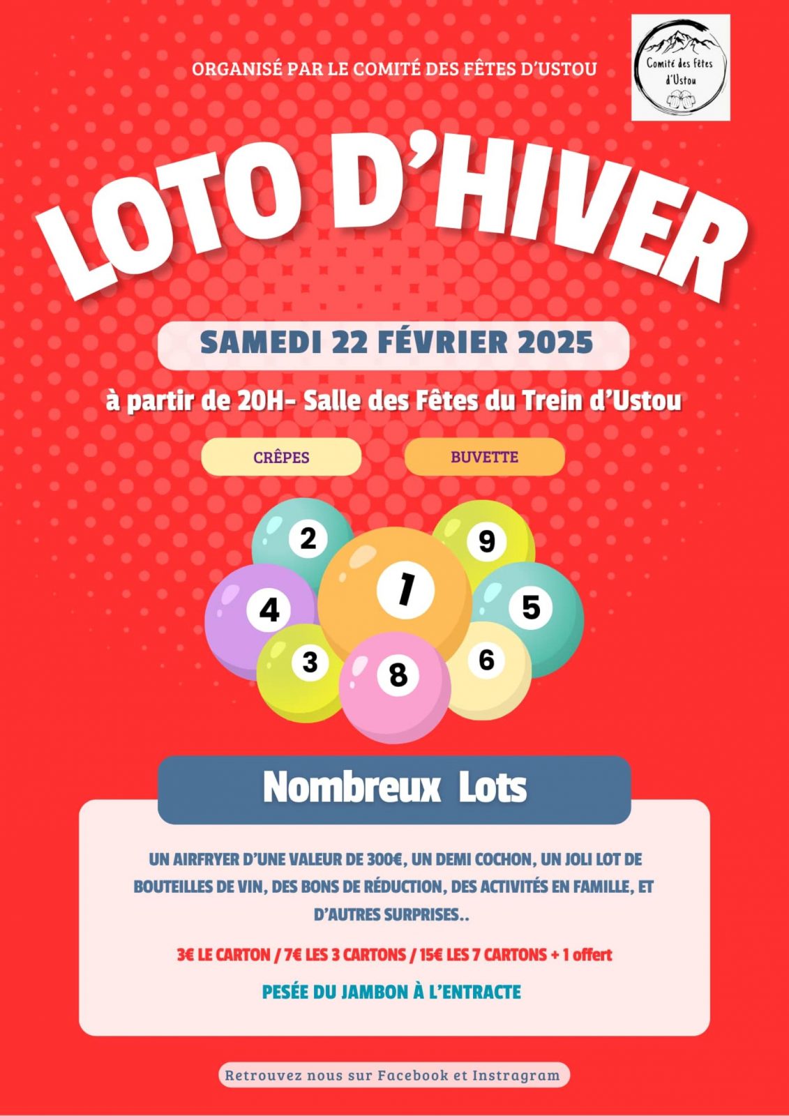 Loto d&rsquo;hiver du Comité des Fêtes d&rsquo;Ustou