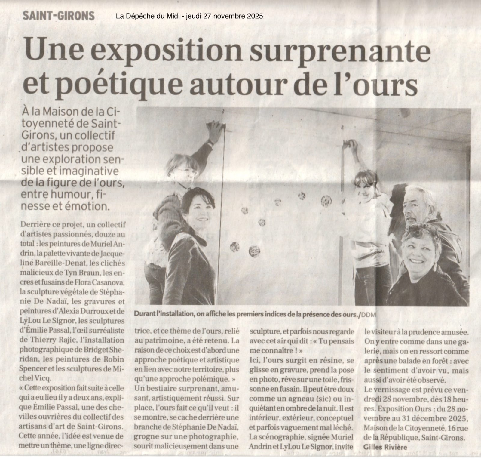 « Ours » – exposition collective à la Maison de la Citoyenneté, Saint-Girons