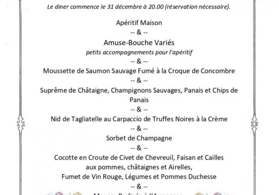 Réveillon du Nouvel An à l’Auberge Des Deux Rivières