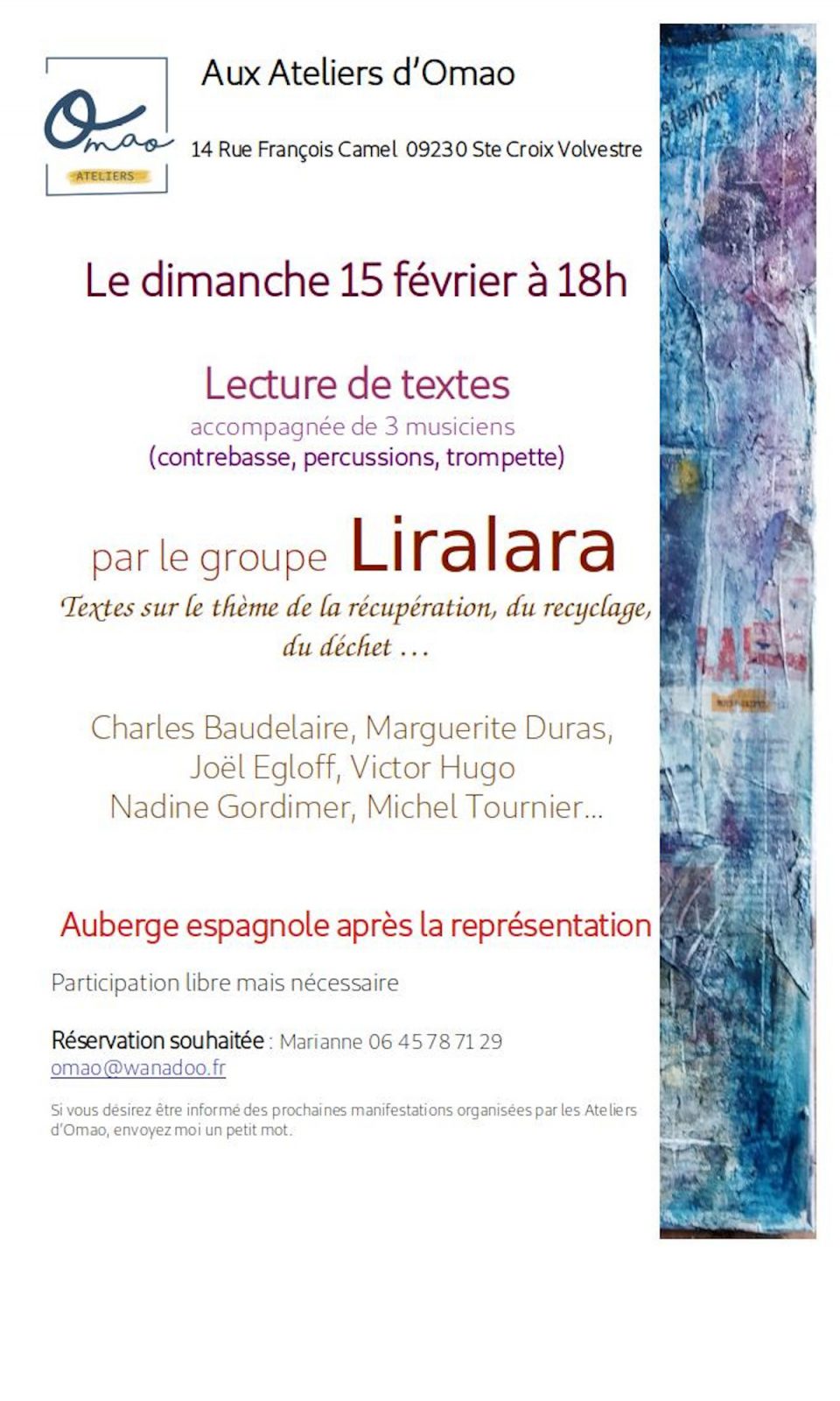 Lecture de textes par le groupe Liralara