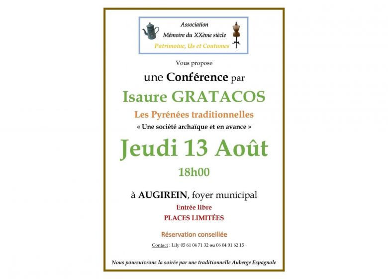 Conférence « Les Pyrénées traditionnelles, Une société archaïque et en avance « _Augirein