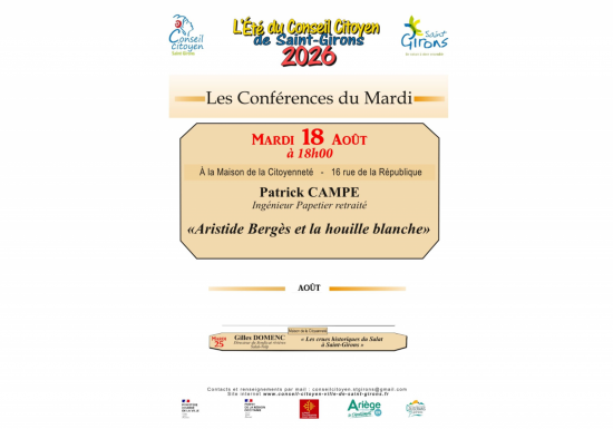 Les Conférences du Mardi « Aristide Bergès et la houille blanche »