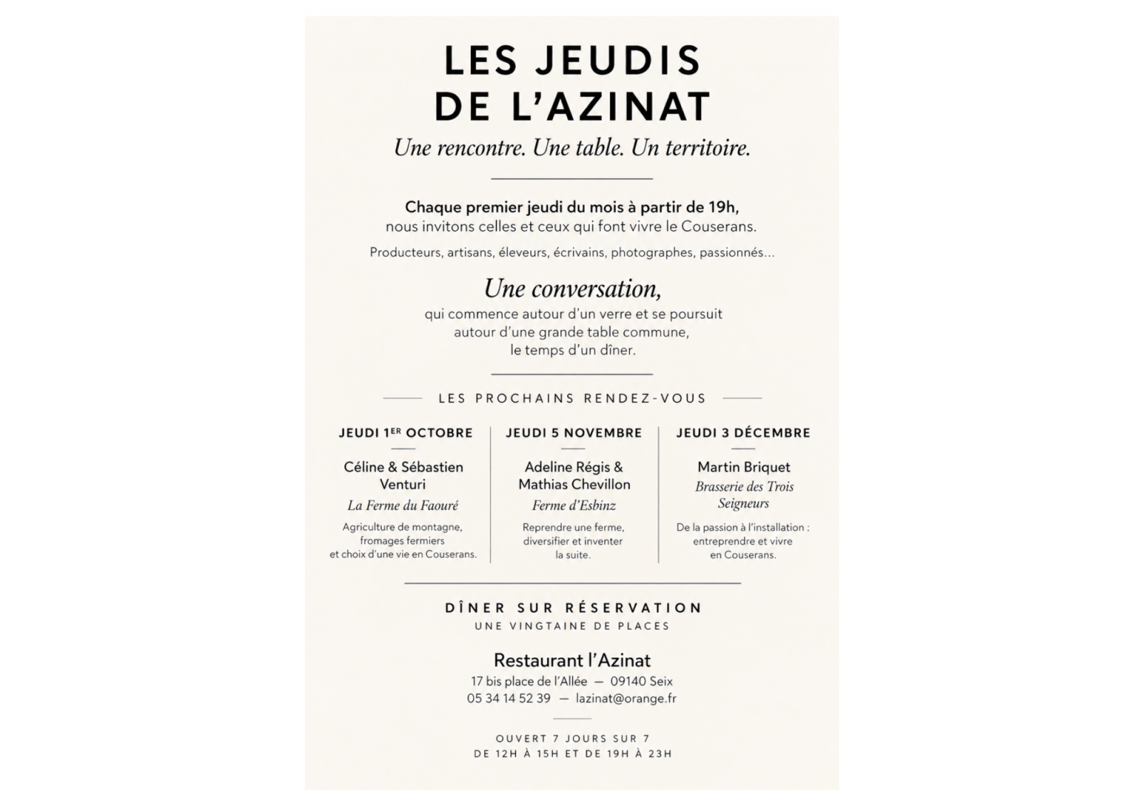 Les Jeudis de l&rsquo;Azinat