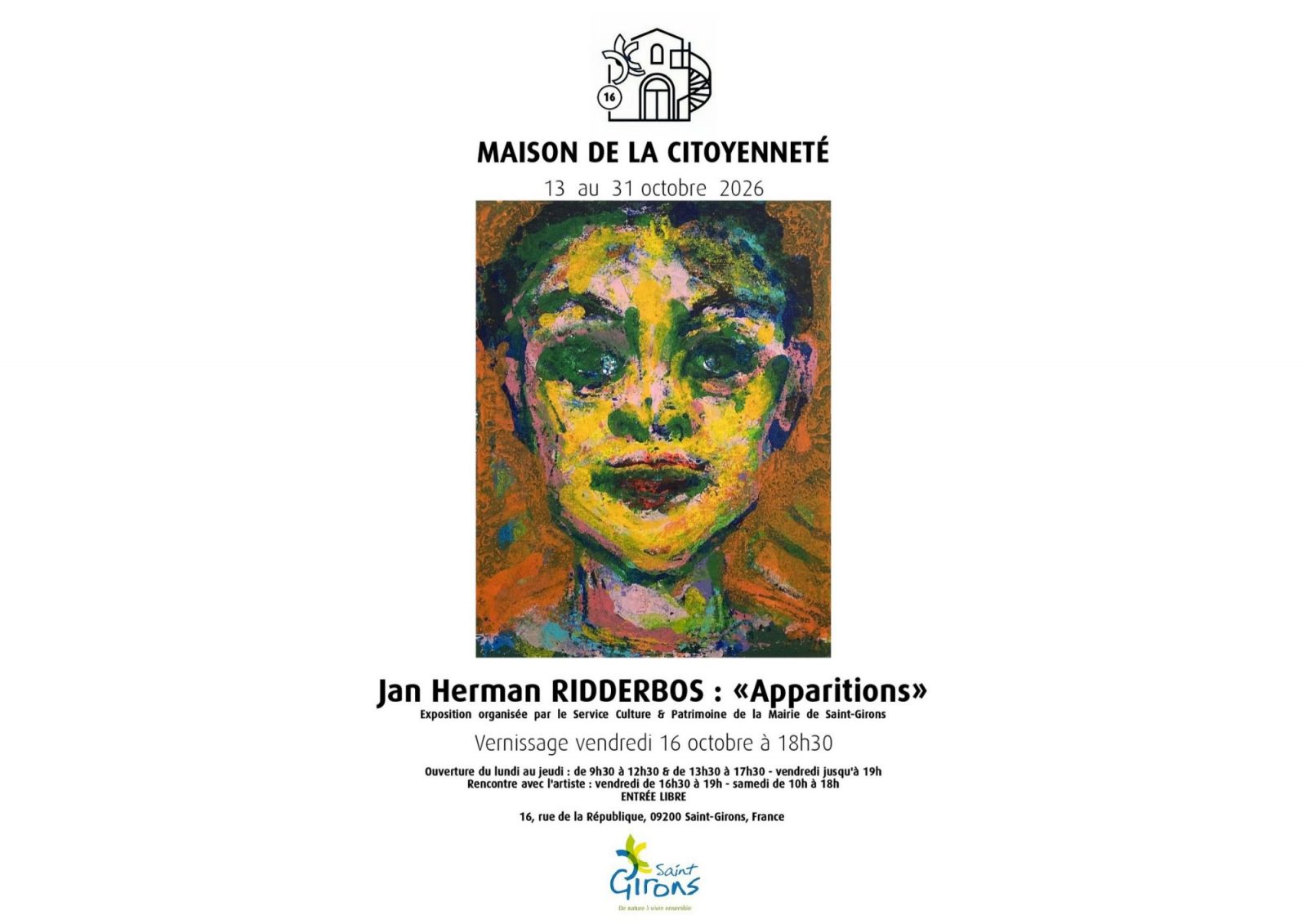 Exposition de l&rsquo;artiste Jan Herman RIDDERBOS à la Maison de la citoyenneté