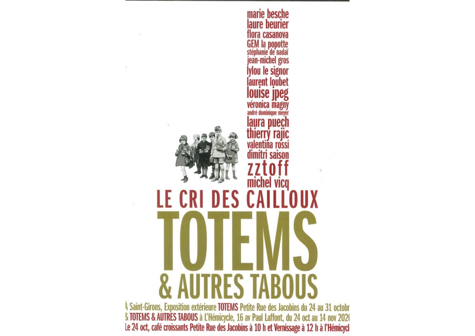 Exposition extérieure « Totems & autres tabous » par Le cri des cailloux