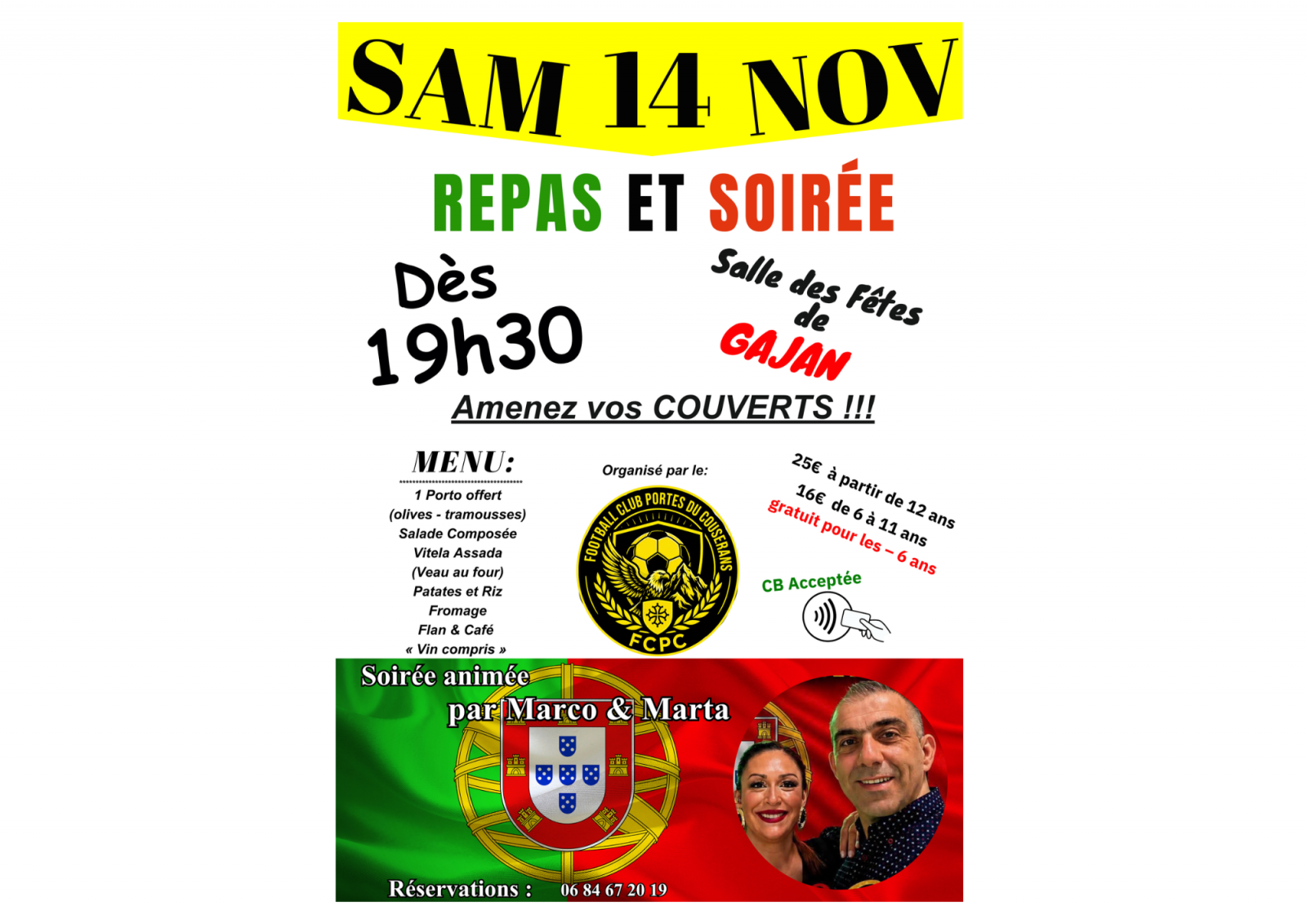 Repas et Soirée sous le signe du Portugal